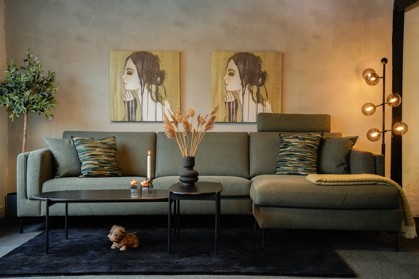 Birgitte sofa | Grøn modul sofa m. chaiselong