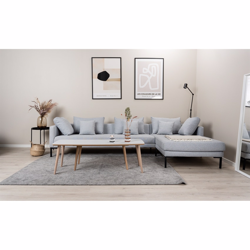 Milla sofa med chaiselong | Lysegrå stof 