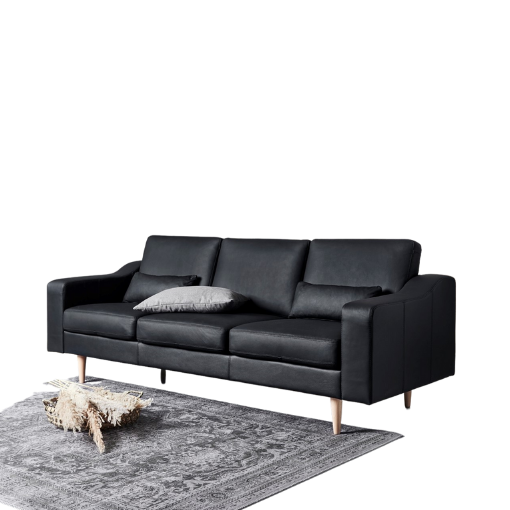 3 personers sofa | Sort læder | Nordic C 