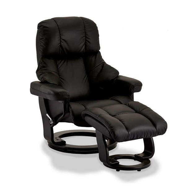 Junction Sammensætning effektivt Lænestole i sort læder med skammel -GRATIS FRAGT