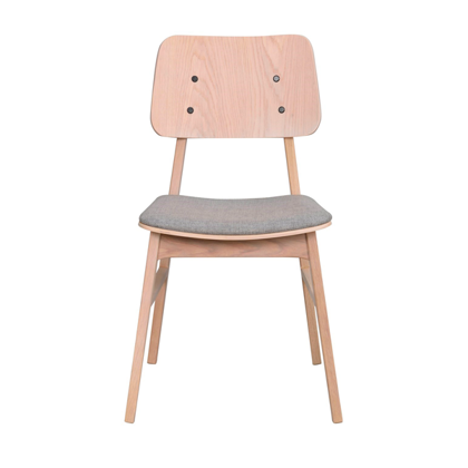 Spisebordsstol Hvidpigmenteret med lysegråt betræk | ROWICO - Nagano stol