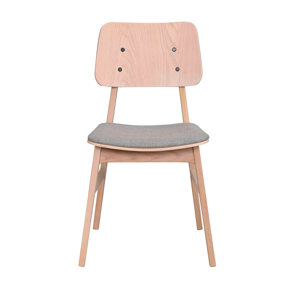 Billede af Spisebordsstol Hvidpigmenteret med lysegråt betræk | ROWICO - Nagano stol