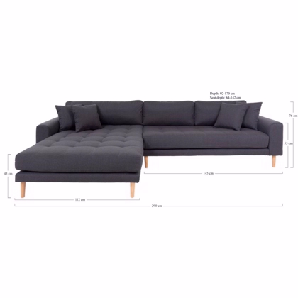 Lido chaiselong sofa | Venstrevendt m. grå stof