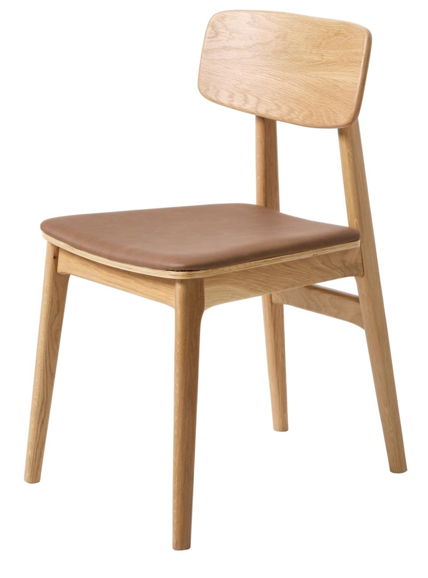 Billede af Unique | Livo spisebordsstol | Egetræ m. cognac sæde