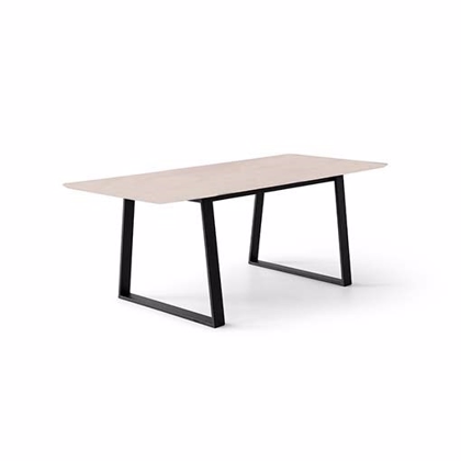 MEZA spisebord m. Trapez-stel | 165 x 90 cm | hvidpigmenteret egefinér | Runde hjørner