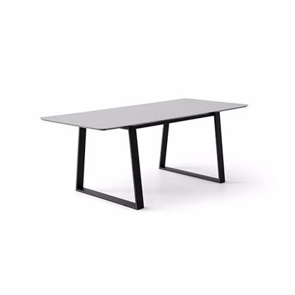 MEZA spisebord m. Trapez-stel | 165 x 90 cm | hvid laminat | Runde hjørner