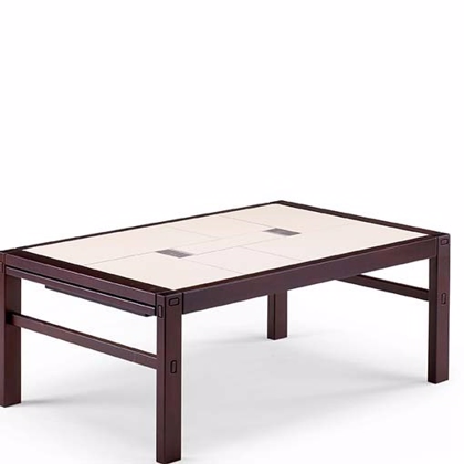 MAJA Sofabord med kakler | 130 x 80 cm | Mahognibejdset med lyse fliser