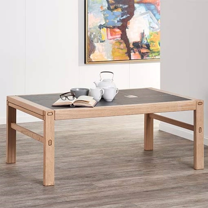 MAJA Sofabord med kakler | 130 x 80 cm | Ubehandlet eg