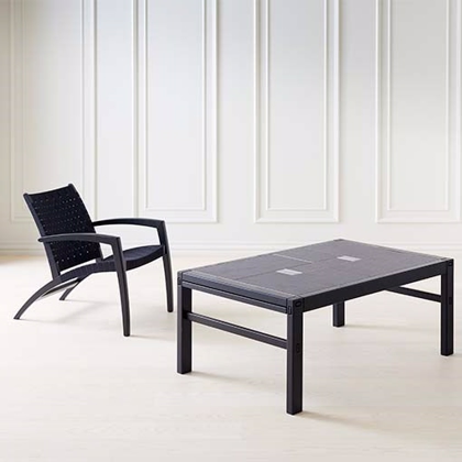 MAJA Sofabord med kakler | 130 x 80 cm | Sortmalet med mørke fliser