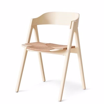 Lysegul spisebordsstol med naturflet - FINDAHL Mette stol