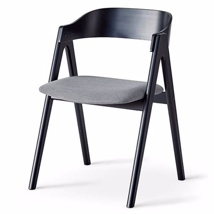 Mette spisebordsstol i sort bøg med stofsæde - FINDAHL