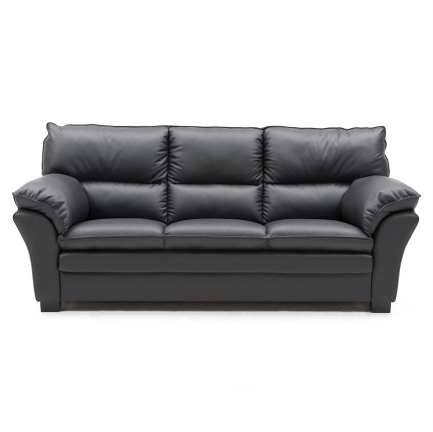 Se Palma 3.personers sofa | Sort semi/spalt læder m. ubehandlet bøg hos Møbelsalg