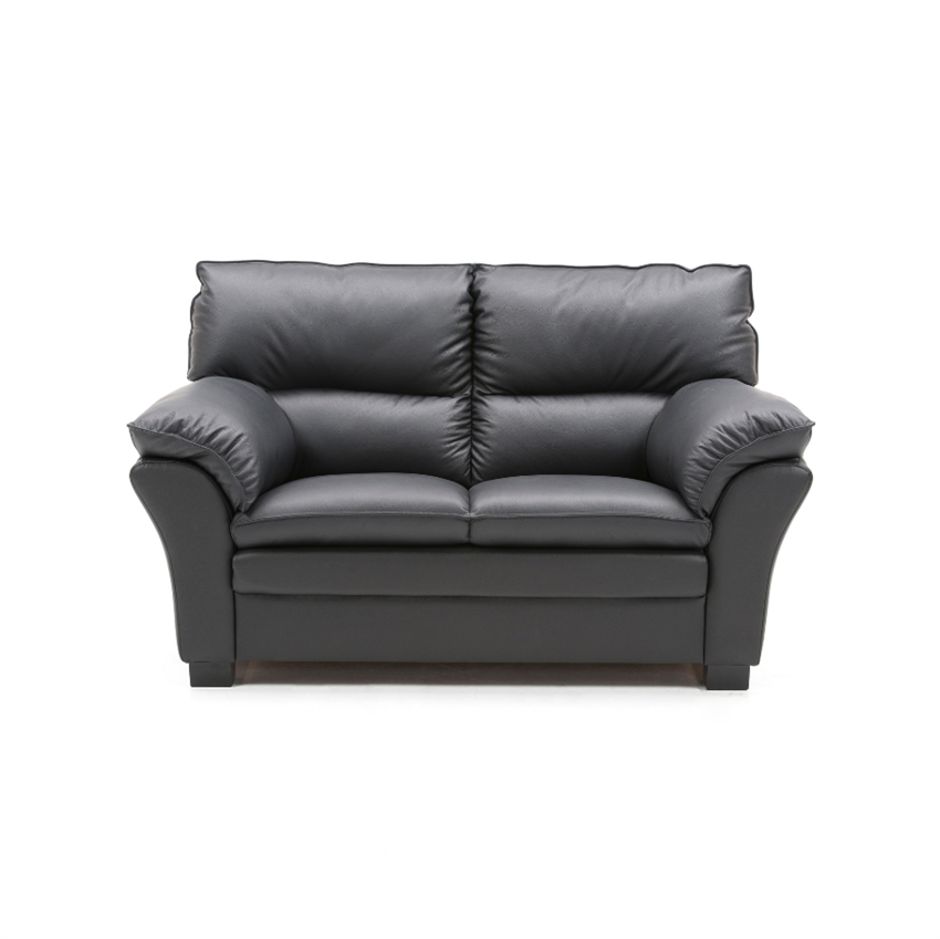 Billede af Palma 2.personers sofa | Sort semi/spalt læder m. sort malet egetræ