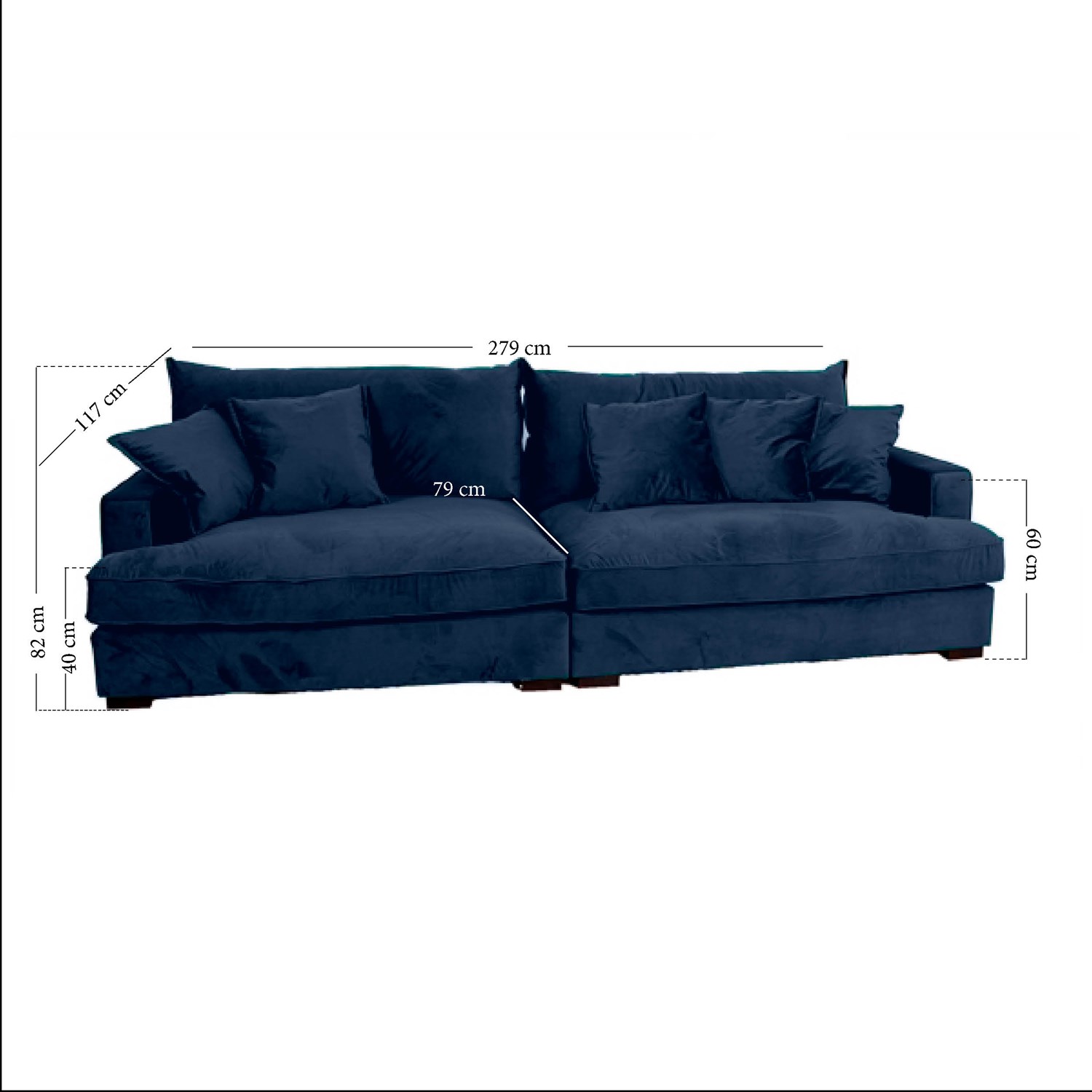 Blå velour sofa | Chelsey flydersofa | Fri