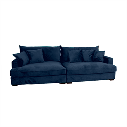 Blå velour Sofa | Chelsey flydersofa | 3 personers sofa