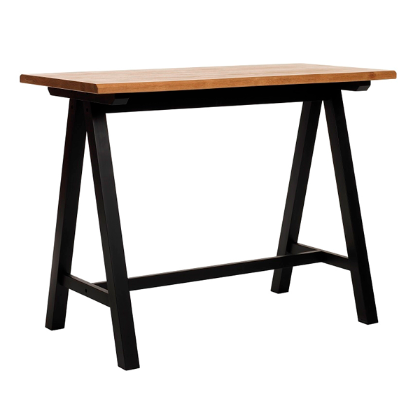 bord i flot mørkt træ - Sorte stål ben | GRATIS FRAGT
