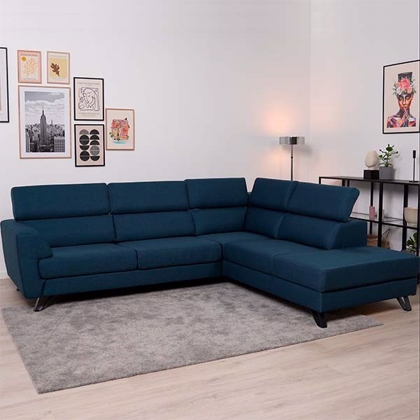 Billund open end sofa  | Højrevendt m. blå stof XL