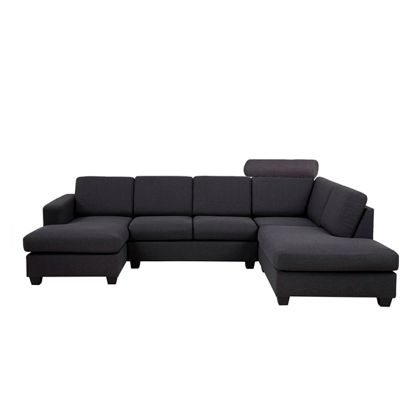 Aalborg u-sofa | Mørkegrå stof 